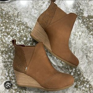 Toms Tan Wedge Ankle Boots
